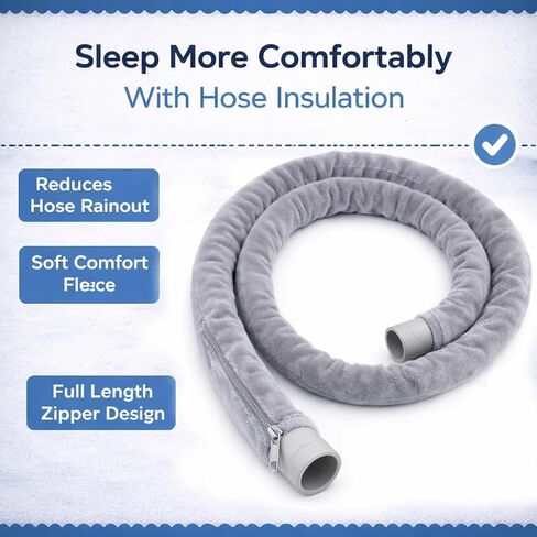 CPAP Hose Cover Fleece with Mask Holder & Cleaning Towel – Soft Insulated CPAP Tube Cover, Breathable Cylinder Mask Organizer, Reusable Cleaning Cloth (Space Grey) in Kuwait