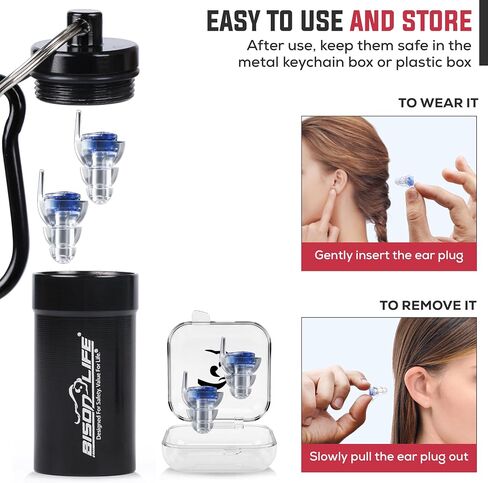 Bison Life Reusable Concert Earplugs for Noise Reduction 27 dB, High Fidelity Hearing Protection Silicone Ear-Plugs for Loud Music, Concerts, Festivals, Musicians, Sporting Events (2 Pairs) in Saudi Arabia