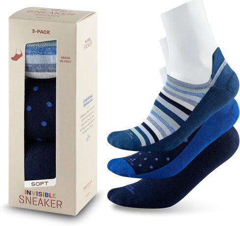 Marcoliani Milano Made in Italy - Sneaker Mens No Show Always Stay Up | Microcushion Technology | Cotton 3 Pairs Fancy in Kuwait