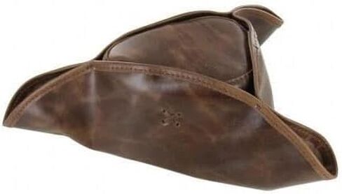 MedievalDepot Authentic Full Grain Leather Tricorn Hat - Hand-Stitched Pirate Headwear Brown in Saudi Arabia