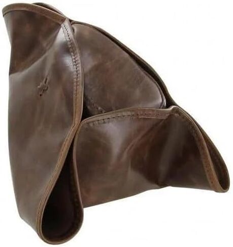 MedievalDepot Authentic Full Grain Leather Tricorn Hat - Hand-Stitched Pirate Headwear Brown in Saudi Arabia