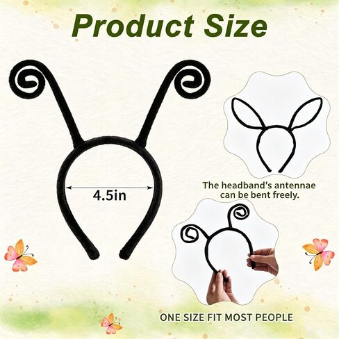 IGMaryBox Butterfly Antenna Headband for Women Girls Plush Curly Ladyug Antenna Headband Snail Headwear Cute Insect Costume Accessories for Halloween Cosplay Party Dress Up in Saudi Arabia