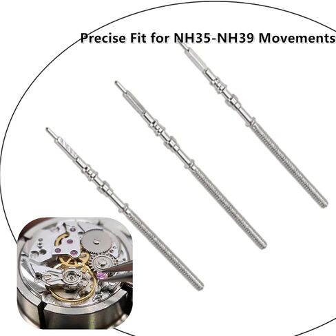 5 Pcs Silver Watch Steel Stem Crown Kit - Fits NH35 36 37 38 34 39 4R35 4R36 Movements, Spare Parts & Repair Tools for Watch Repair/DIY Projects in Saudi Arabia