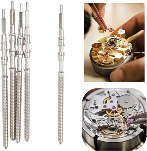 5 Pcs Silver Watch Steel Stem Crown Kit - Fits NH35 36 37 38 34 39 4R35 4R36 Movements, Spare Parts & Repair Tools for Watch Repair/DIY Projects in Saudi Arabia