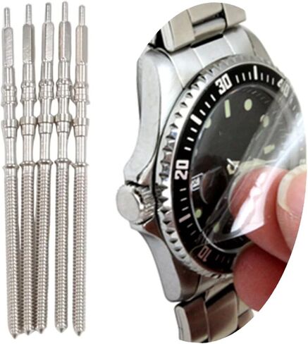 5 Pcs Silver Watch Steel Stem Crown Kit - Fits NH35 36 37 38 34 39 4R35 4R36 Movements, Spare Parts & Repair Tools for Watch Repair/DIY Projects in Saudi Arabia