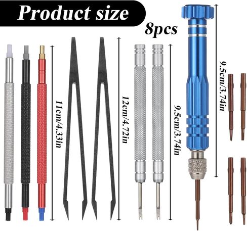 8 PCS Watch Hands Repair Tool Kit, Stainless Steel Watchs Hand Setting Tools Professional Removal Tool with 3 Watch Hands Pressers Pusher 2 Minute Second Hand Removal 5-in-1 Screwdriver, 2 Puller in Saudi Arabia