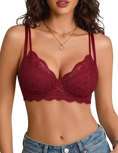 Avidlove Women's Sexy Lace Bra Underwire Mesh Balconette Bra Scalloped V Neck Unlined Everyday Bras in Kuwait
