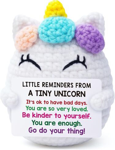 Positive Unicorn Teen Girl Gifts, Back to School Gifts for Students, Birthday Gift for Daughter Friend, Stress Relief Present for Coworker, Christmas Stocking Stuffer, Crochet Unicorn Desk Decor in Saudi Arabia
