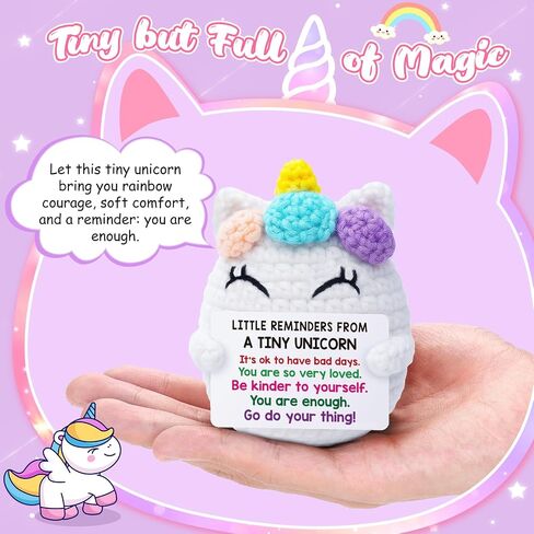 Positive Unicorn Teen Girl Gifts, Back to School Gifts for Students, Birthday Gift for Daughter Friend, Stress Relief Present for Coworker, Christmas Stocking Stuffer, Crochet Unicorn Desk Decor in Saudi Arabia