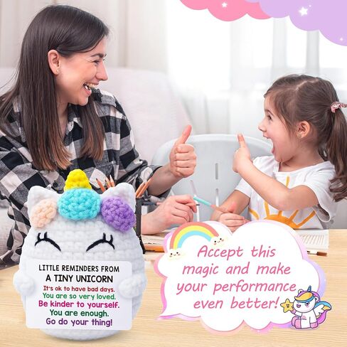 Positive Unicorn Teen Girl Gifts, Back to School Gifts for Students, Birthday Gift for Daughter Friend, Stress Relief Present for Coworker, Christmas Stocking Stuffer, Crochet Unicorn Desk Decor in Saudi Arabia