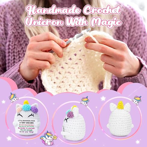 Positive Unicorn Teen Girl Gifts, Back to School Gifts for Students, Birthday Gift for Daughter Friend, Stress Relief Present for Coworker, Christmas Stocking Stuffer, Crochet Unicorn Desk Decor in Saudi Arabia