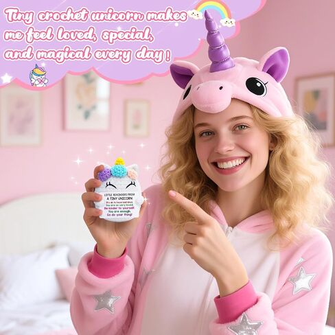 Positive Unicorn Teen Girl Gifts, Back to School Gifts for Students, Birthday Gift for Daughter Friend, Stress Relief Present for Coworker, Christmas Stocking Stuffer, Crochet Unicorn Desk Decor in Saudi Arabia