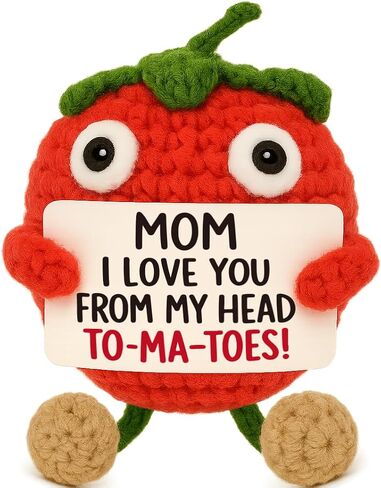 Gifts for Mom from Daughter Son - Funny Birthday Gifts for Mother - Mini Handmade Crochet Tomato - I Love You - Christmas Mother's Day - Pocket Hug Sentimental Desk Decor in Saudi Arabia
