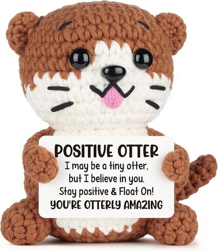 Inspirational Gifts for Women Men - Handmade Crochet Otter, Fathers Day Crochet Gifts for Men Women Her Him Adult, Funny Birthday Gift for Girlfriend Friend Sister Coworker, Cheer Up Home Desk Decor in Saudi Arabia