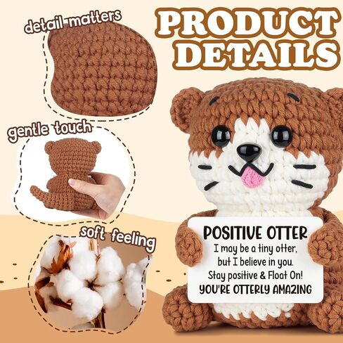 Inspirational Gifts for Women Men - Handmade Crochet Otter, Fathers Day Crochet Gifts for Men Women Her Him Adult, Funny Birthday Gift for Girlfriend Friend Sister Coworker, Cheer Up Home Desk Decor in Saudi Arabia