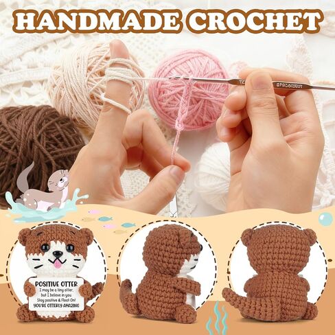Inspirational Gifts for Women Men - Handmade Crochet Otter, Fathers Day Crochet Gifts for Men Women Her Him Adult, Funny Birthday Gift for Girlfriend Friend Sister Coworker, Cheer Up Home Desk Decor in Saudi Arabia