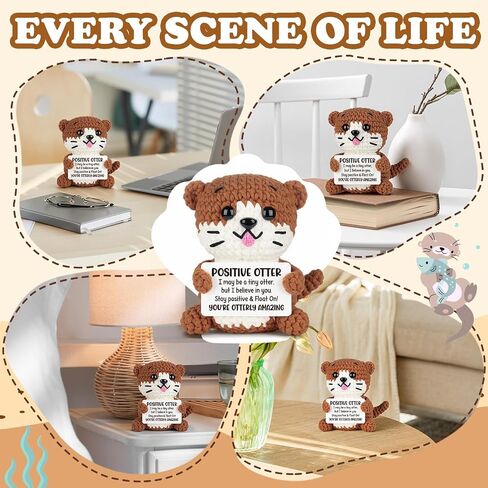 Inspirational Gifts for Women Men - Handmade Crochet Otter, Fathers Day Crochet Gifts for Men Women Her Him Adult, Funny Birthday Gift for Girlfriend Friend Sister Coworker, Cheer Up Home Desk Decor in Saudi Arabia