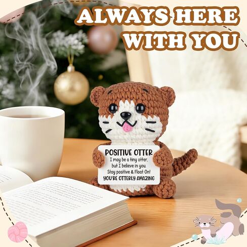 Inspirational Gifts for Women Men - Handmade Crochet Otter, Fathers Day Crochet Gifts for Men Women Her Him Adult, Funny Birthday Gift for Girlfriend Friend Sister Coworker, Cheer Up Home Desk Decor in Saudi Arabia