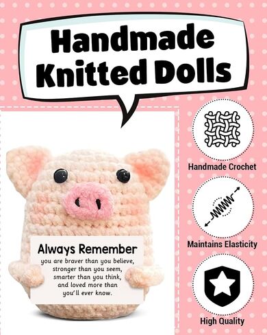Funny Positive Crochet Pig Gifts for Women Friends, Motivational Handmade Emotional Support Pig Decor, Cute Mothers Day Birthday Gifts in Kuwait