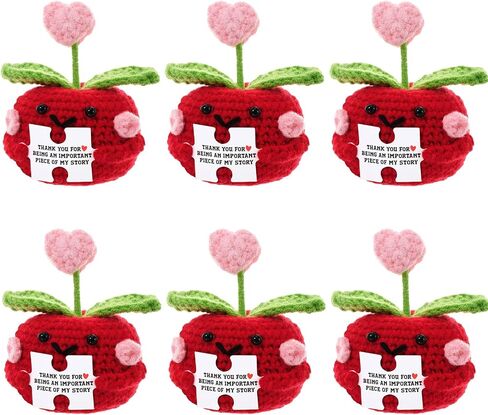 Fanfanwin 6 Pcs Teacher Appreciation Gifts Bulk Thank You for Helping Me Grow Gifts Positive Knit Crochet Sunflower Collectible Decoration Appreciation Presents for Women Office Home Decor(Classic) in Saudi Arabia