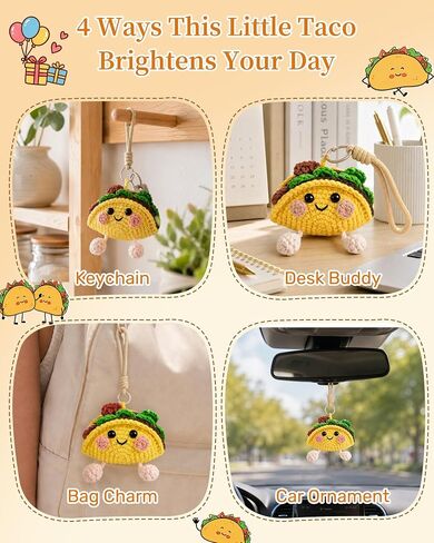 Sereney Taco Gift Positive Crochet Taco Animals, Funny Fathers Day Mini Cute Encouragement Inspirational Gift for Women Men Boy Girl, Emotional Positive Support Crochet Desk Decor Keychain Accessories in Saudi Arabia