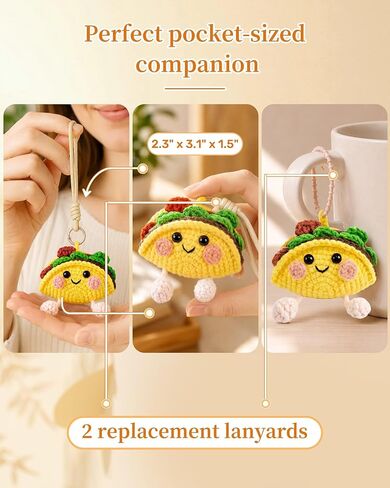 Sereney Taco Gift Positive Crochet Taco Animals, Funny Fathers Day Mini Cute Encouragement Inspirational Gift for Women Men Boy Girl, Emotional Positive Support Crochet Desk Decor Keychain Accessories in Saudi Arabia