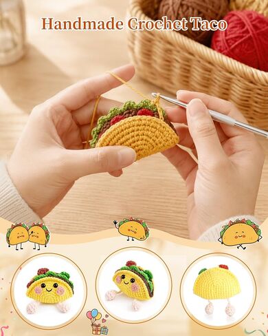 Sereney Taco Gift Positive Crochet Taco Animals, Funny Fathers Day Mini Cute Encouragement Inspirational Gift for Women Men Boy Girl, Emotional Positive Support Crochet Desk Decor Keychain Accessories in Saudi Arabia