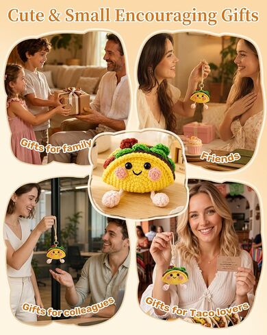 Sereney Taco Gift Positive Crochet Taco Animals, Funny Fathers Day Mini Cute Encouragement Inspirational Gift for Women Men Boy Girl, Emotional Positive Support Crochet Desk Decor Keychain Accessories in Saudi Arabia
