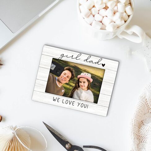 Girl Dad Picture Frame 4x6, Daddy Wooden Picture Frame, Daddy Fathers Day Christmas Birthday Gifts from Daughter Kids, Girl Dad We Love You Decorative Photo Frames for Table Desk Decor in Saudi Arabia