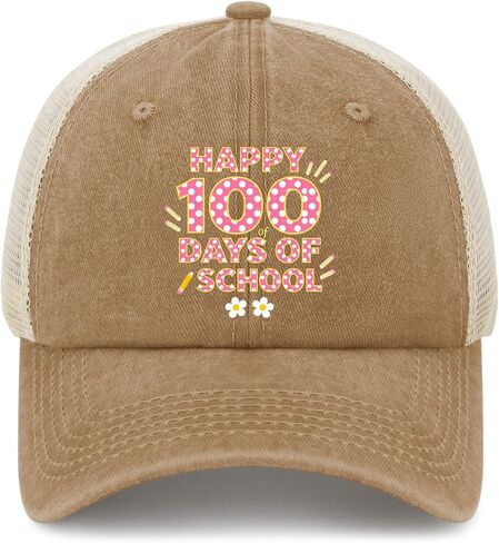 قبعة يوم 100 للمدرسة Preppy 100 يوم للنساء ذات مظهر جمالي مغسول ومتعثر in Kuwait