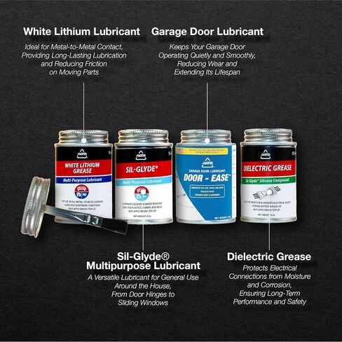 AGS Automotive Solutions 4oz Brush Top Lubricant Home Assortment Kit – Includes Dielectric Grease, Multipurpose Lubricant, Garage Door Lubricant, and White Lithium Grease (4-Pack) in Kuwait