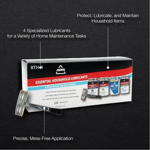 AGS Automotive Solutions 4oz Brush Top Lubricant Home Assortment Kit – Includes Dielectric Grease, Multipurpose Lubricant, Garage Door Lubricant, and White Lithium Grease (4-Pack) in Kuwait