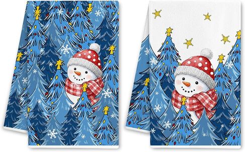 Hexagram Christmas Kitchen Towels, Christmas Hand Towels Set of 4 Dish Towels Buffalo Plaid Christmas Tea Towels and Dishcloth for Kitchen Winter Snowman Red Merry Christmas Tree Towels in Kuwait