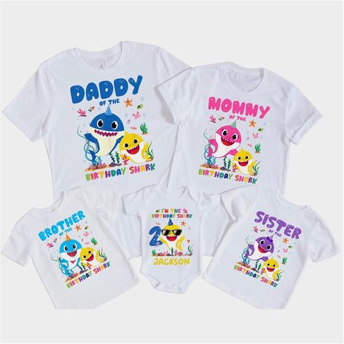 Shark Birthday Family Shirts, Custom Ocean Theme Birthday Shirt for Kids, Mommy Daddy Brother Sister Matching Tee, Personalized Shark Party Outfit, Shark themed birthday shirt, Shark Shirt for Toddler, Personalized Shark Shirt in Saudi Arabia