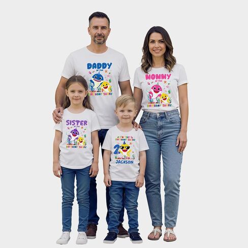 Shark Birthday Family Shirts, Custom Ocean Theme Birthday Shirt for Kids, Mommy Daddy Brother Sister Matching Tee, Personalized Shark Party Outfit, Shark themed birthday shirt, Shark Shirt for Toddler, Personalized Shark Shirt in Saudi Arabia