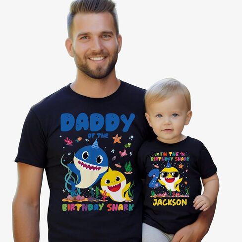 Shark Birthday Family Shirts, Custom Ocean Theme Birthday Shirt for Kids, Mommy Daddy Brother Sister Matching Tee, Personalized Shark Party Outfit, Shark themed birthday shirt, Shark Shirt for Toddler, Personalized Shark Shirt in Saudi Arabia