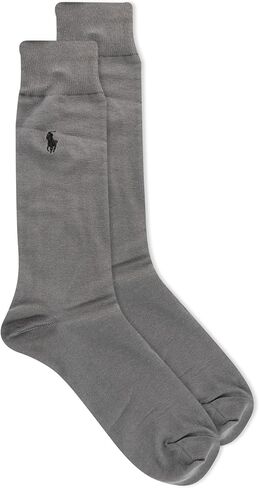 POLO RALPH LAUREN Men's Egyptian Cotton Flat Knit Dress Slack Crew Socks - 1 Pair Pack - Embroidered Pony in Kuwait