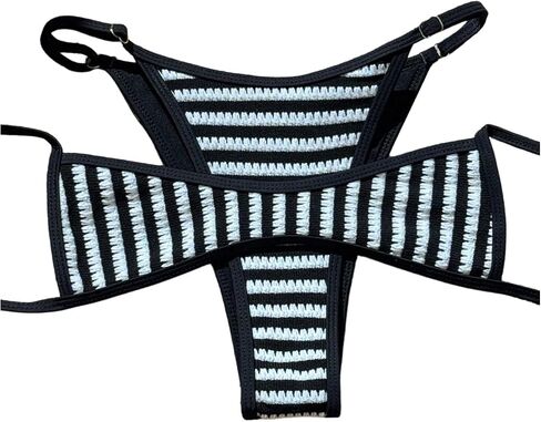 طقم بيكيني صغير مخطط للنساء من Verdusa مكون من قطعتين مع ربطة عنق بدون ظهر ملابس سباحة للعطلات على الشاطئ in Kuwait