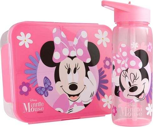 Get Trend Disney Stitch 2Pc Kids Lunch Box Set with 3 Compartment Bento Box & 21.6 fl oz Water Bottle with Straw, Lightweight BPA-Free Leak Proof, Microwave Safe, Gifts for Girls (Pink Stitch) in Saudi Arabia