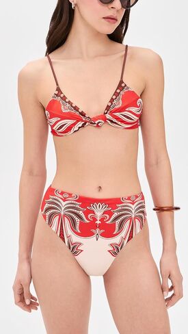FARM Rio Women's Ainika Garden Red Bandeau Bikini Top in Kuwait