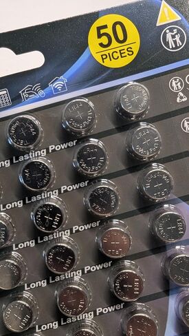 50-pcs LR44 L1154 AG13 357 303 SR44 A76 1.5V Super Alkaline Button Cell Battery High Power Coin Batteries for LED Lights, Candles, Toys, Thermometers, Calculators & More in Kuwait