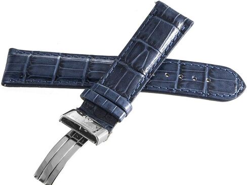 Aqua Master Men's 22mm Blue Leather Silver Buckle Watch Band in Saudi Arabia