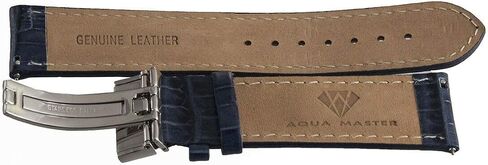 Aqua Master Men's 22mm Blue Leather Silver Buckle Watch Band in Saudi Arabia