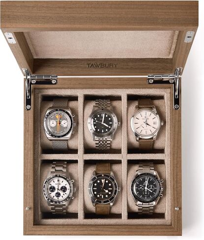 TAWBURY Luxury Wooden Watch Box for Men – Watch Organizer for Men | Watch Holder Organizer for Men | Mens Watch Case 6 Slot | Men Watch Box 6 Slot | Men Watch Storage Box | Small Watch Box Unisex in Saudi Arabia