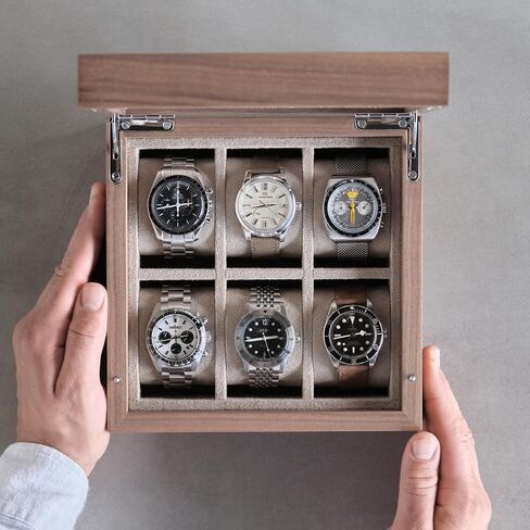 TAWBURY Luxury Wooden Watch Box for Men – Watch Organizer for Men | Watch Holder Organizer for Men | Mens Watch Case 6 Slot | Men Watch Box 6 Slot | Men Watch Storage Box | Small Watch Box Unisex in Saudi Arabia
