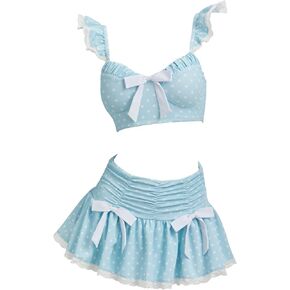 daizbella Women's Bikini Sets 90's Retro Vintage High Waist Blue Polka-dot Bathing Suit in Saudi Arabia