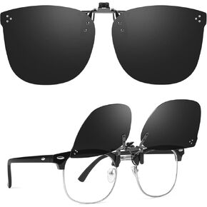 TJUTR Oversized Polarized Clip On Sunglasses Over Prescription Glasses, Flip-Up Metal Clip, Anti Glare UV Protection in Saudi Arabia