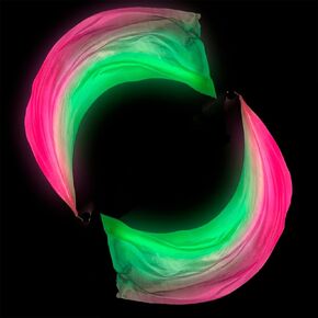 UV Blacklight Reactive Neon Veil Poi Set – Fluorescent Belly Dance Scarf Poi Streamer with Poi Balls for Stage Props, Festivals & Performances (Neon Aurora) in Saudi Arabia