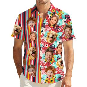 Custom Hawaiian Shirt W/Face, Personalized Funny Button Down Shirt for Men, Customized Party Retro Vintage Shirts in Saudi Arabia