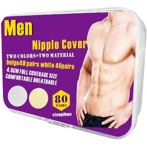 160Pcs（80Pairs） nipple covers men，Nipple Covers for Men No Show，Mens Nipple Covers ，Two Materials, (white+Beige) in Saudi Arabia